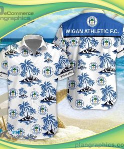 wigan athletic fc 3d short sleeve button down shirt and hawaiian short 3 c76BA