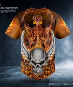 winged dragon n scary fire skull custom baseball jersey 406 juXZ4