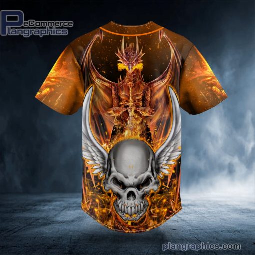 winged dragon n scary fire skull custom baseball jersey 406 juXZ4