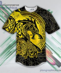 yellow viking wolf tattoo baseball jersey pl188691 539ZK