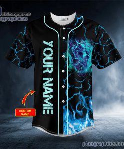 zero f given blue lightning ghost skull custom baseball jersey baseball jersey 199 E3Dzc