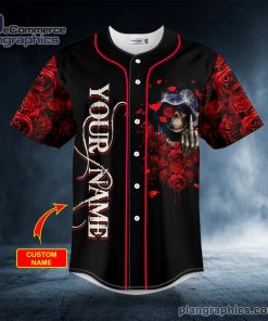 zero f given red rose finger grim reaper skull custom baseball jersey 198 c8RSX