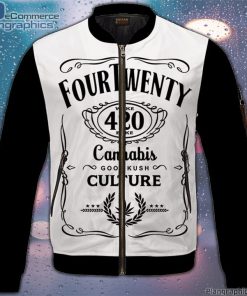 420 wake and bake cannabis kush dope cool white bomber jacket gEzYI
