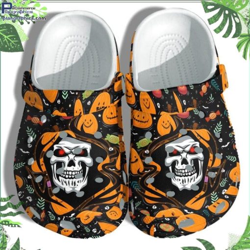a death tattoo with pumpkin crocs clog halloween custom shoes eMQTz