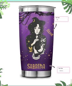 a witch lives here with her little monster custom stainless steel tumbler 36 iJjp0