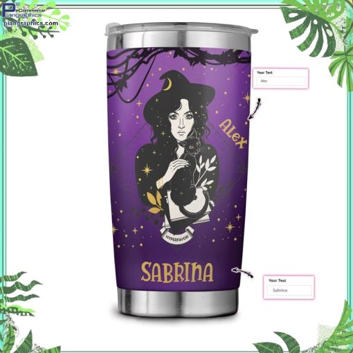a witch lives here with her little monster custom stainless steel tumbler 36 iJjp0