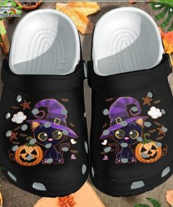 black cat and pumpkin shoes clog halloween crocs crocband clog N5jv9
