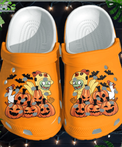 chicken dinosaur with scary pumpkin shoes clog thanksgiving halloween crocs crocband clog bfK1f