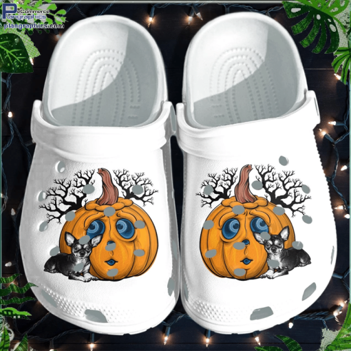 chihuahua dog and creepy pumpkin shoes clog halloween pumpkin crocs crocband clog 0fTsW