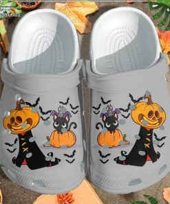 cute pumpkin in ghost shoes cat bats halloween clog crocs crocband clog DetVG