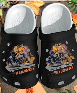 dj skull tattoo with pumpkin shoes clog halloween crocs crocband clog px4Wi