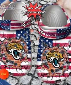 football crocs personalized jacksonville jaguars american flag breaking wall clog shoes 67 gu5sm