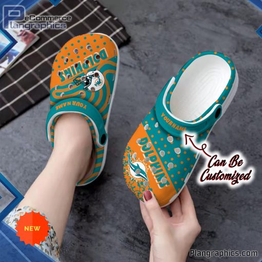 football crocs personalized miami dolphins polka dots colors clog shoes 172 BzsmF
