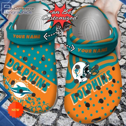 football crocs personalized miami dolphins polka dots colors clog shoes 55 6nFvw