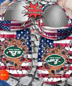 football crocs personalized new york jets american flag breaking wall clog shoes 49 c1zMY