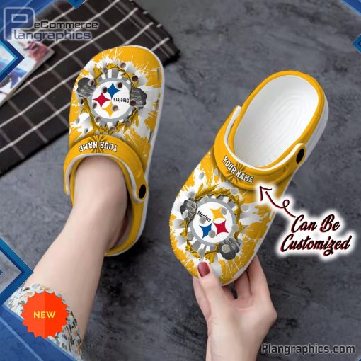 football crocs personalized pittsburgh steelers hands ripping light clog shoes 160 keJQJ