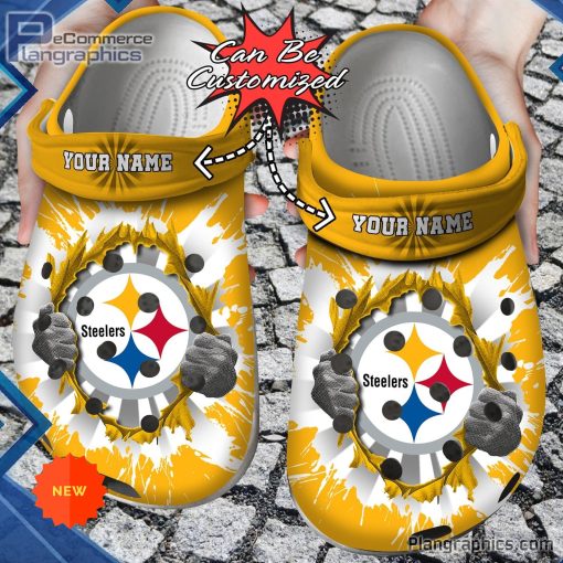 football crocs personalized pittsburgh steelers hands ripping light clog shoes 43 XQayK