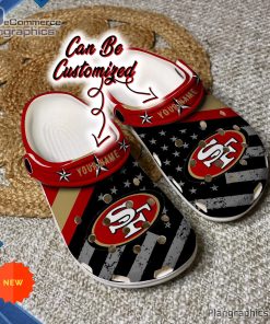 football crocs personalized san francisco 49ers american flag clog shoes 39 kMcjK