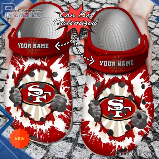 football crocs personalized san francisco 49ers hands ripping light clog shoes 38 Hgofe