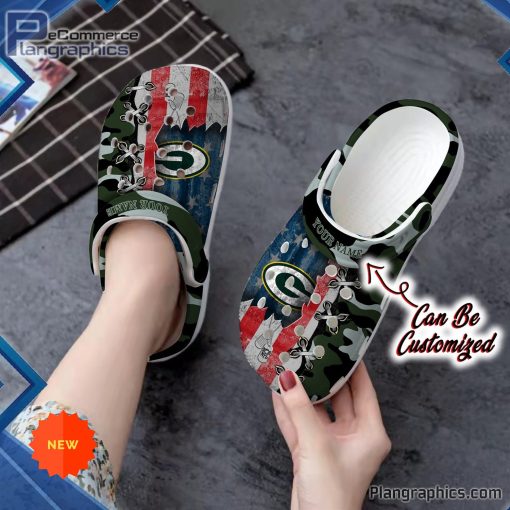 football crocs personalized us flag green bay packers cross stitch camo pattern clog shoes 147 s2R1J