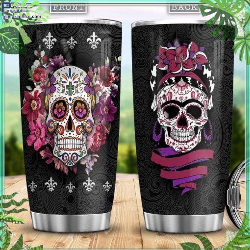 halloween colorful skull black stainless steel tumbler cup 14 l09Br