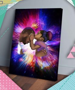 love father and daughter black matte wall art canvas and poster iziGp