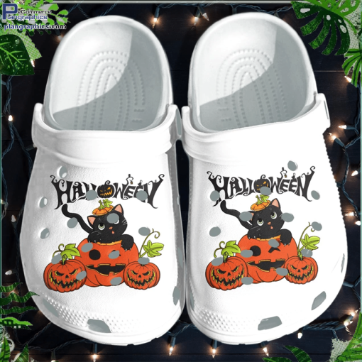 lovely cat in a pumpkin shoes clog halloween crocs crocband clog SMvqJ