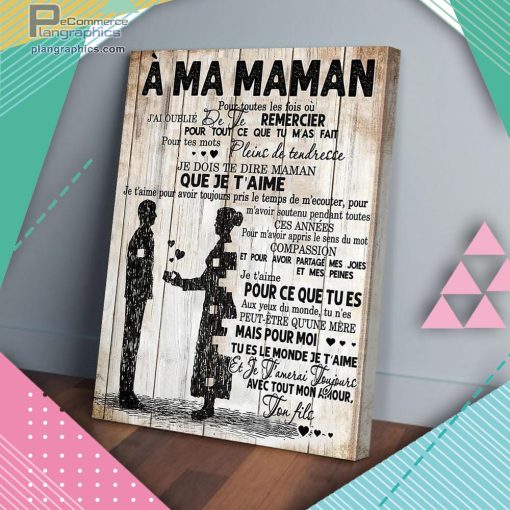 ma maman jon fils mothers day gift matte wall art canvas and poster UNL4z