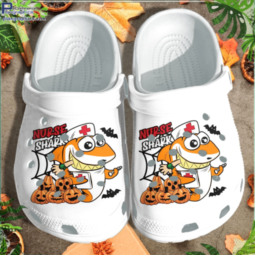 nurse shark with pumpkin shoes clog happy halloween crocs crocband clog 667on