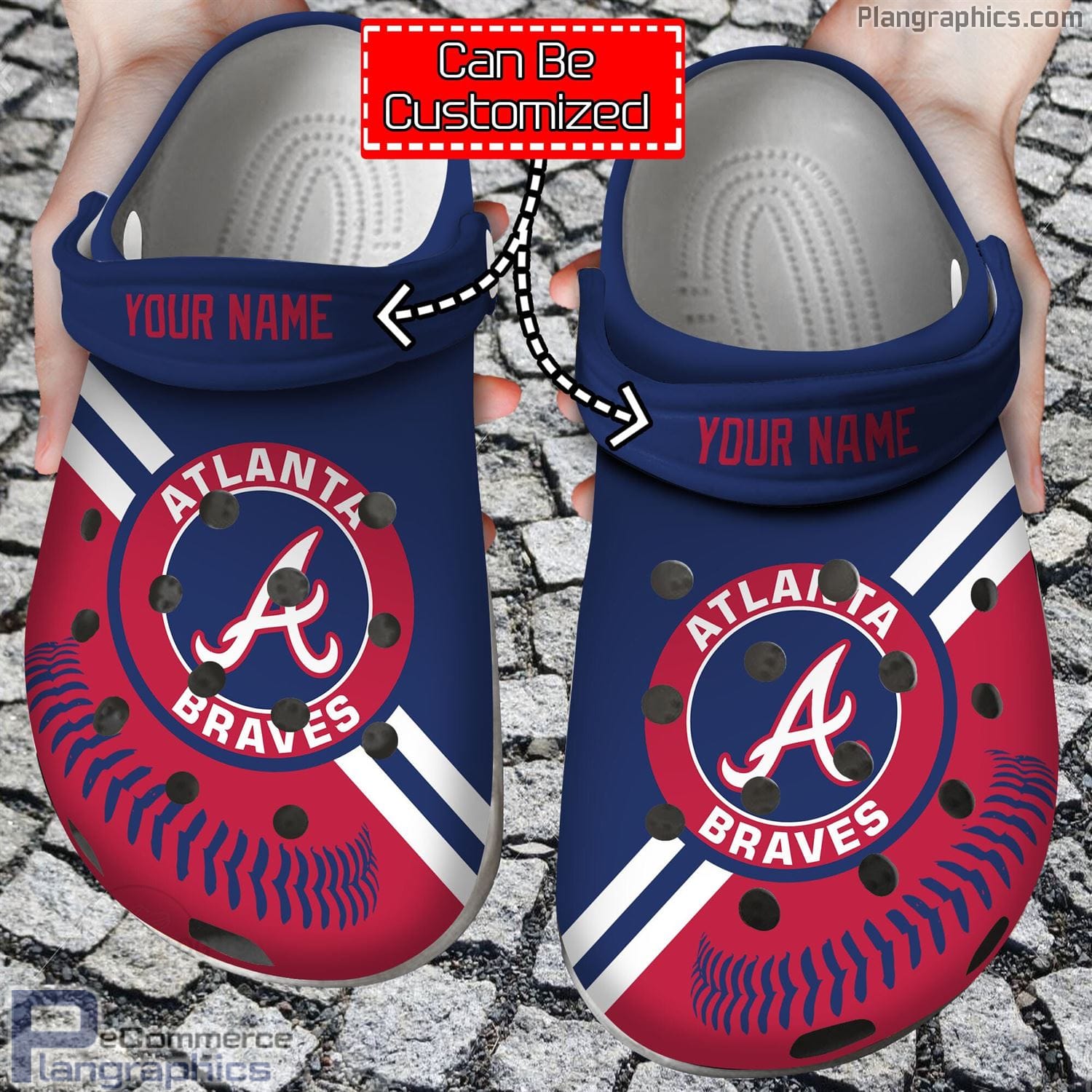 Personalized Name Baseball Atlanta Braves Crocs Clog Shoes - Plangraphics