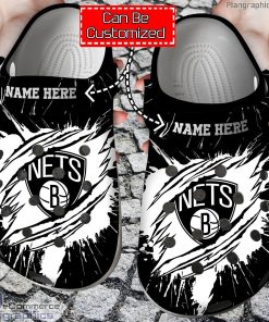 personalized name logo basketball brooklyn nets claw crocs clog shoes P86Nk