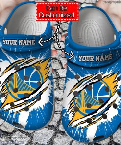 personalized name logo basketball golden state warriors ripped claw crocs clog shoes BALq1