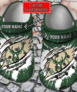 personalized name logo basketball milwaukee bucks claw crocs clog shoes wND9D