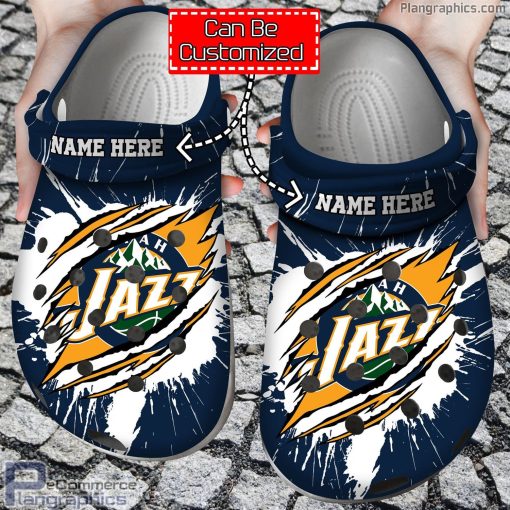 personalized name logo basketball utah jazz claw crocs clog shoes YozFr