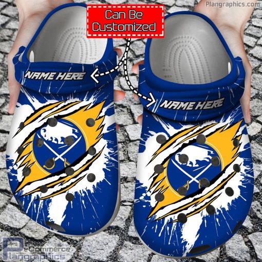 personalized name logo buffalo sabres hockey ripped claw crocs clog shoes VylAr