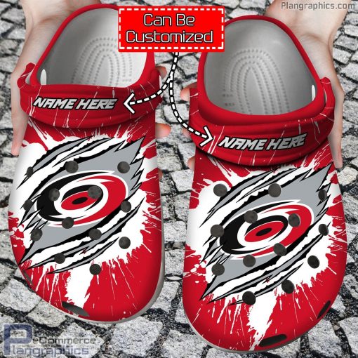 personalized name logo carolina hurricanes hockey ripped claw crocs clog shoes PGREl