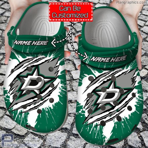 personalized name logo dallas stars hockey ripped claw crocs clog shoes L8A8U