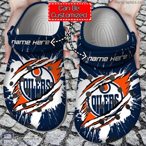 personalized name logo edmonton oilers hockey ripped claw crocs clog shoes sCnbl