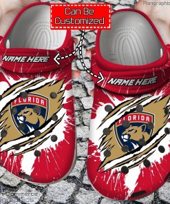 personalized name logo florida panthers hockey ripped claw crocs clog shoes tQheV