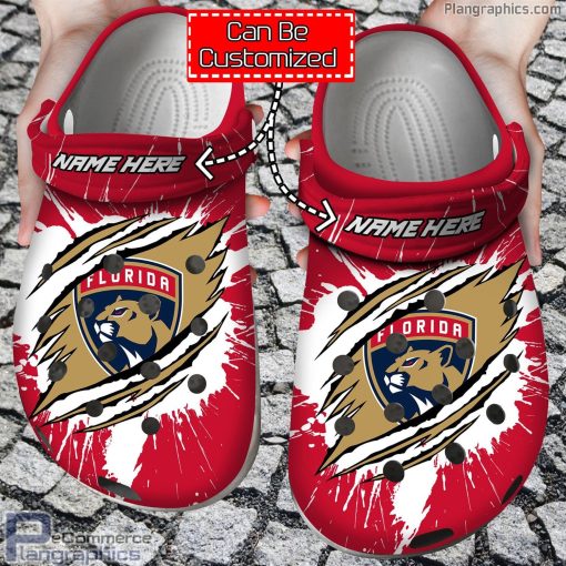 personalized name logo florida panthers hockey ripped claw crocs clog shoes tQheV