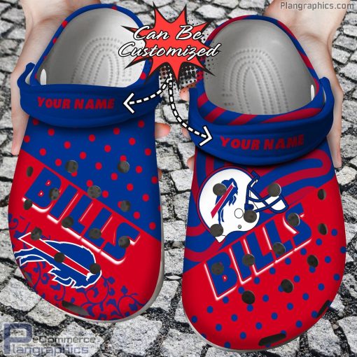 personalized name logo football buffalo bills polka dots colors crocs clog shoes fFilc