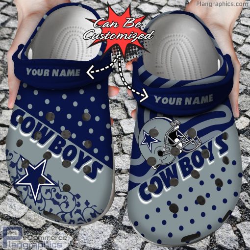 personalized name logo football dallas cowboys polka dots colors crocs clog shoes G29FB