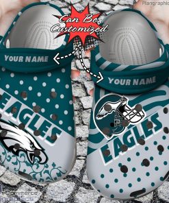 personalized name logo football philadelphia eagles polka dots colors crocs clog shoes kegYB