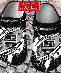 personalized name logo los angeles kings hockey ripped claw crocs clog shoes TIEpv