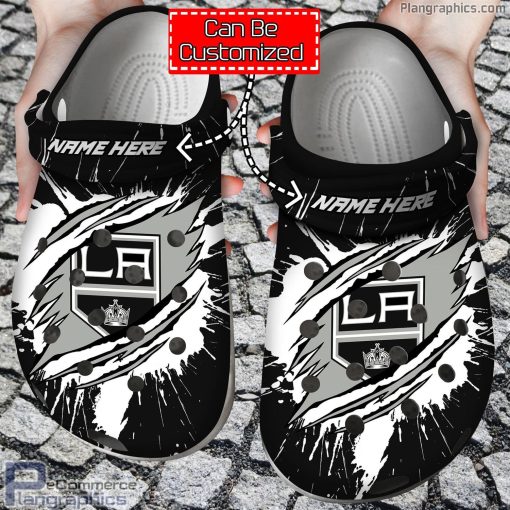 personalized name logo los angeles kings hockey ripped claw crocs clog shoes TIEpv