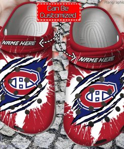 personalized name logo montreal canadiens hockey ripped claw crocs clog shoes MKt6W