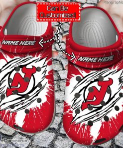 personalized name logo new jersey devils hockey ripped claw crocs clog shoes O2Rk5