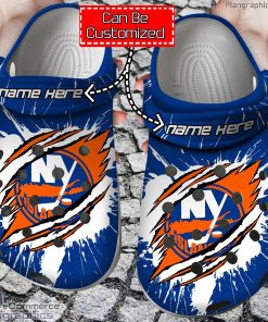 personalized name logo new york islanders hockey ripped claw crocs clog shoes IUCP8
