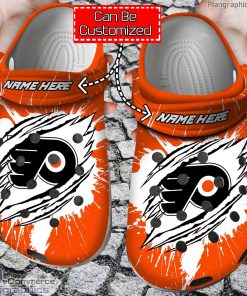 personalized name logo philadelphia flyers hockey ripped claw crocs clog shoes BjGd0
