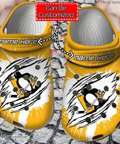 personalized name logo pittsburgh penguins hockey ripped claw crocs clog shoes 4rrka